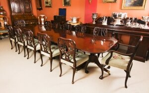 Antique12ft George III Triple Pillar Dining Table C1780 18th C & 12 Chairs