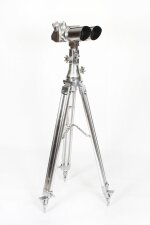 Vintage German D.F. 10x80 Luftwaffe Binoculars On Stand 