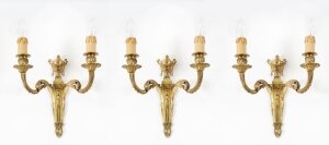 Antique Set of 3 Ormolu Wall Lights Appliques Circa 1900