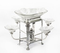 Antique Old Sheffield Plate Cut Glass Epergne Centrepiece C1820 19th C