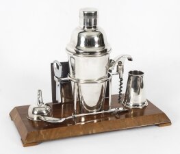 Antique Art Deco Silver Plated Cocktail Shaker Set Herbert Jenkins C1920