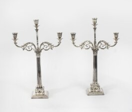 Antique Victorian Pair Three Light Candelabra by Elkington Dated 1886 19th C