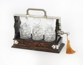 Antique Betjemann’s Coromandel Miniature 3 Bottle Tantalus 19th C
