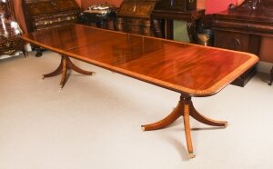Vintage 10.5 ft Regency Revival Crossbanded Dining Table 20th Century