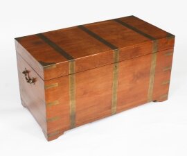 Antique Military Teak Trunk Coffer Coffee Table 19th C
