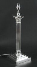 Antique Silver Plated Corinthian Column Table Lamp Victorian19th C