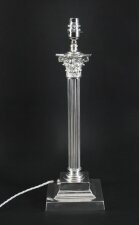 Antique Victorian Silver Plate Corinthian Column Table Lamp 19th C