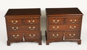 Vintage Pair of Flame Mahogany Bedside Chests With Slides 20th C