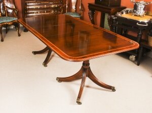 Vintage 7ft Regency Revival Twin Pillar Dining Table William Tillman 20th C