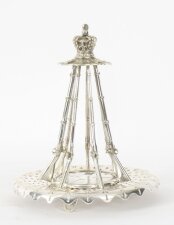 Antique Silver Plated Coronet & Rifles Toast Rack Circa 1900
