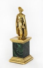 Antique Continental Gilt Bronze Malachite Sculpture Hamlet C 1870