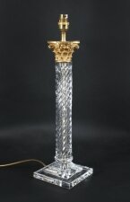 Vintage Corinthian Column Glass and Gilt Bronze Table Lamp Mid 20th C