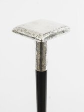 Antique Silver and Ebonized Walking Stick Cane Late 19th C 92cm 36inch