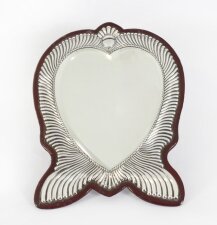 Antique Victorian sterling silver heart shaped dressing table mirror dated 1888