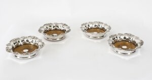 Antique Set 4 Victorian Wine Coasters by Davis and Sons Scottish 19th C