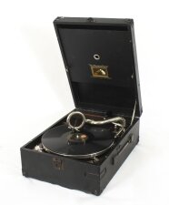 Antique Portable HMV Gramophone Mod 101 Black Circa 1929