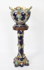 Antique Victorian Majolica Jardiniere on Stand C1860 19th C