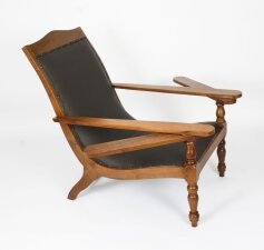 Anglo Indian Teak Planter& 39 s Chair with Extending Arms19th Century