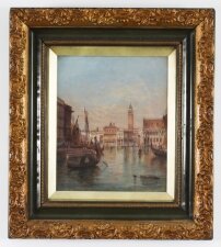 Antique Oil on Canvas Painting of Venice by Alfred Pollentine 19th Century