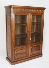 Antique French Empire 2 door Walnut Bookcase Bibliotheque 19th C