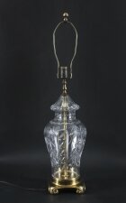 Vintage Large English Cut Glass Table Lamp Late 20th C