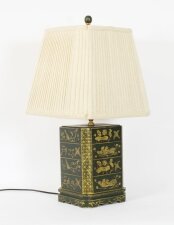 Vintage Hand Painted Toleware Table Lamp Late 20th Century