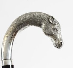 Vintage Silver Horse Head Ebonized Walking Cane Stick 2012 92cm 36.5nch