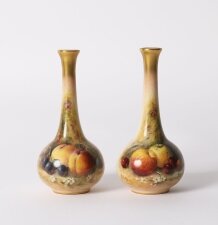 Antique Pair Royal Worcester Miniature Porcelain Vases William Ricketts 1924