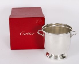 Vintage Boxed Silver Plate Cartier Ice Bucket 20th C
