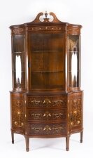 Antique Marquetry Serpentine Display Cabinet Edwards & Roberts 19th C