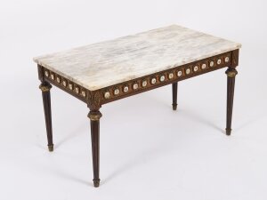 Vintage Ormolu Mounted Coffee Table Marble Top Mid Century
