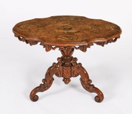 Antique North Italian Walnut Marquetry Tea Coffee Table Mid 19th Century