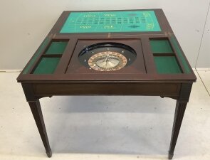 Antique Victorian Mahogany Games Card Roulette Table 19th C