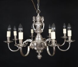 Antique English Silver Plated Chandelier Circa 1920 20th C Antique English Silver Plated Chandelier Circa 1920 20th C
