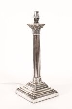 Antique Sterling Silver Corinthian Column Table Lamp Goldsmiths 1899 19th C