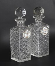 Antique Victorian Pair of Hobnail Cut Crystal Decanters Circa 1880 19th C
