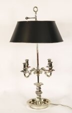 Antique Victorian Silver Plate Rise&Fall Candelabra Table Lamp 19thC