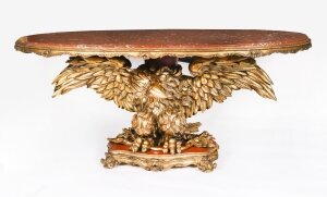 Antique George II Revival Rouge Marble Topped Eagle Centre Table 20th C