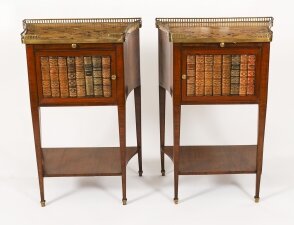 Antique Pair French Walnut & Tulipwood Bedside Cabinets C1900 Antique Pair French Walnut & Tulipwood Bedside Cabinets C1900