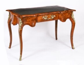 Antique French Burr Walnut Writing Table Desk Bureau Plat 114x65cm