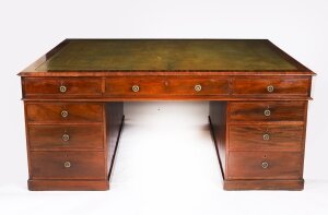 Antique George III Flame Mahogany Partners Pedestal Desk C1790 18th Century