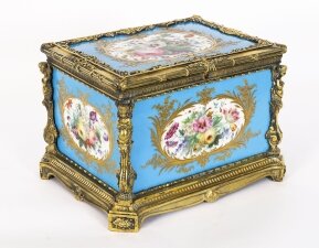 Antique French Sevres Porcelain and Ormolu Jewellery Casket C1860 19th C