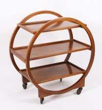 Antique Art Deco Figured Walnut Serving Trolley 20th C