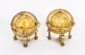 Vintage Pair of 18th C Style Terrestrial and Celestial Desk Globes 20th C