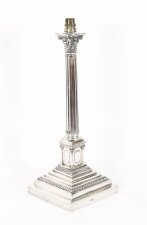 Antique 18& 34 Sterling Silver Corinthian Column Table Lamp Walter Latham & Son1910