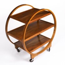 Antique Art Deco Figured Walnut Serving Trolley 20th C