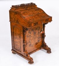 Antique Victorian Burr Walnut & Inlaid Davenport Desk 19t Century
