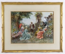 Antique Watercolour & 39 The Garden Music Recital& 39 by Martinetti 19thC 83x102cm Antique Watercolour & 39 The Garden Music Recital& 39 by Martinetti 19thC 83x102cm