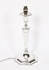 Antique George V Art Deco Sterling Silver Column Table Lamp Dated 1927