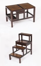 Vintage Set Metamorphic Mahogany Library Steps Side Table Mid 20th C